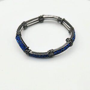 1327. Cara‎ New York Blue and Silver Stretch Bracelet